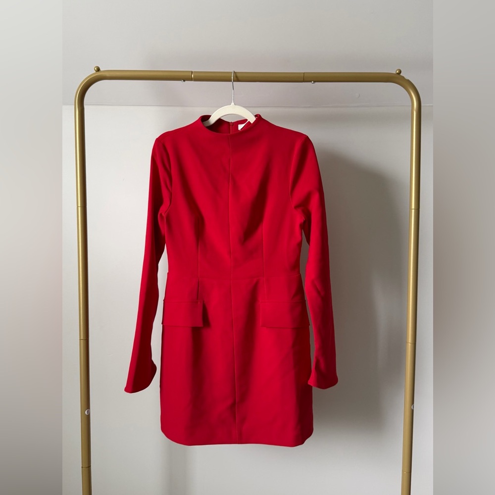 Commense Red Round-Neck Sheath Dress